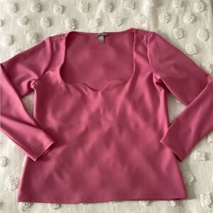 H&M XL pink top, stretch sweetheart neckline